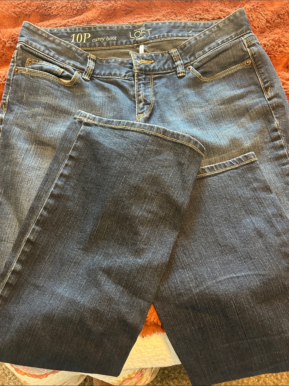 LOFT Dark Blue Curvy Boot Jeans